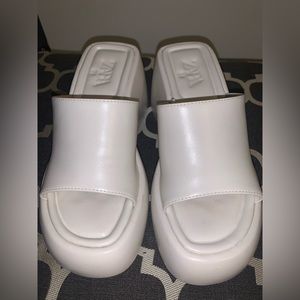 Zara Platform Wedge Sandals | White | Size- EU: 35 US: 5